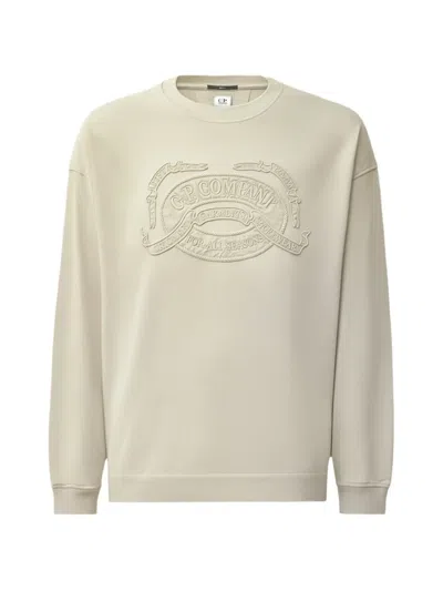 C.p. Company Logo-embroidered Long-sleeve Sweatshirt In Neutral