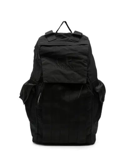 C.p. Company Logo-embroidered Multi-pocket Backpack In Black