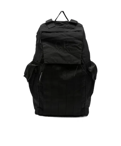 C.p. Company Logo-embroidered Multi-pocket Backpack In Black