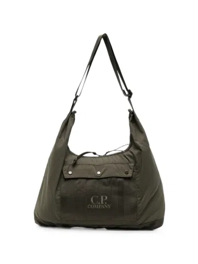 C.p. Company Logo-embroidered Panelled Tote Bag In Green
