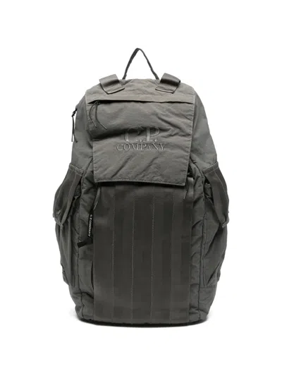 C.p. Company Logo-embroidery Backpack In Gray