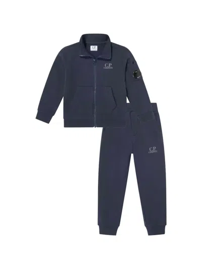 C.p. Company Kids' Logo-print Lens-detail Tracksuit In Blue