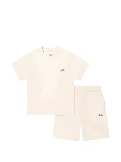 C.p. Company Kids' Logo-print Shorts Set In Neutral