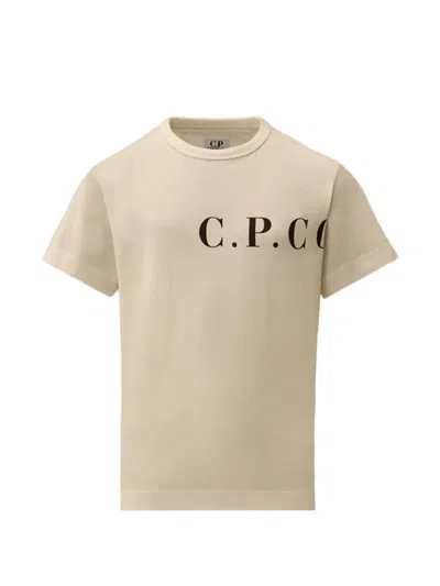 C.p. Company Kids' Logo-print T-shirt In Neutral