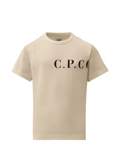 C.p. Company Kids' Logo-print T-shirt In Neutral