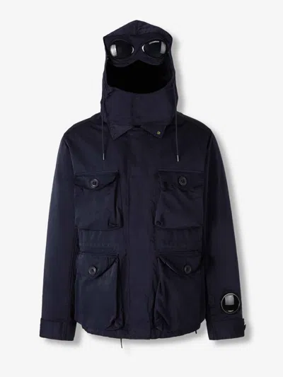 C.p. Company Patch-pocket Hooded Jacket In Blue