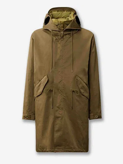 C.p. Company Long Coat In Green