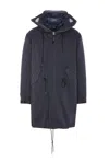 C.p. Company Layered Drawstring Waist Hooded Down Jacket In Blue