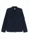 C.p. Company Long-sleeve Boxy Fit Shirt With Round Lens Detail In Blue