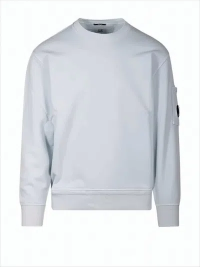 C.p. Company Long-sleeve Cotton Sweatshirt With Minimalist Design And Pocket Detail In White