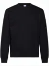 C.p. Company Black Chenille Cotton Crewneck Sweater In Black