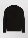 C.p. Company Long Sleeve Crew Neck Sweater With Arm Patches In Blue