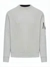 C.p. Company Long-sleeve Crewneck Shirt With Zippered Pocket Detail In White