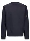 C.p. Company Long-sleeve Crewneck Sweatshirt With Distinctive Lens Detail In Blue