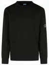 C.p. Company Long-sleeve Crewneck Sweatshirt With Zippered Pocket And Circular Logo Patch In Black