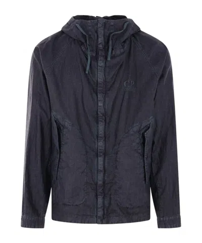 C.p. Company Long Sleeve Hooded Casual Jacket In Blue