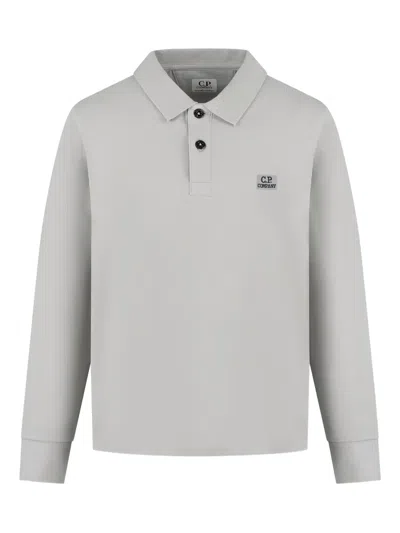 C.p. Company Kids' Long-sleeve Polo Shirt In Gray