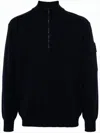 C.p. Company Long-sleeve Pullover With Half-zip And Distinctive Patch Pocket In Black