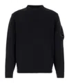 C.p. Company Cp Company Diagonal Raised Fleece Crew Neck Lens Sweatshirt In Black
