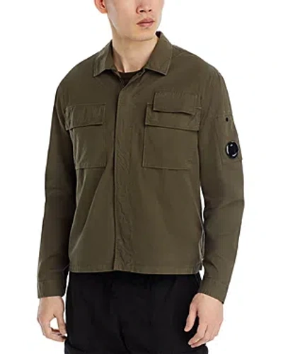 C.p. Company Long Sleeve Zip And Snap Shirt Jacket In Ivy Green