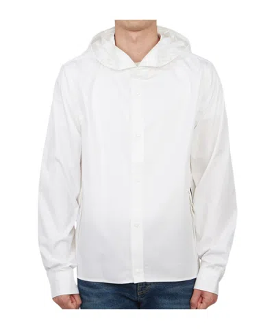 C.p. Company Long-sleeved Hooded Shirt In White