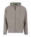 C.p. Company Long-sleeved Hooded Zip-up Sweatshirt In Gray