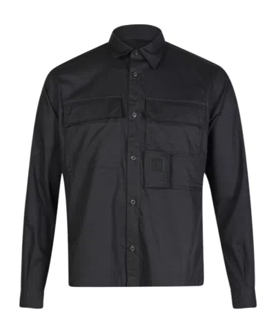 C.p. Company Long-sleeved Lapel Shirt In Black