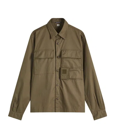 C.p. Company Long-sleeved Lapel Shirt In Green