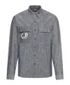 C.p. Company Chambray Long Sleeved Logo Shirt In Gray