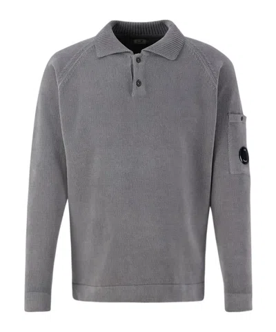 C.p. Company Long-sleeved Polo Shirt In Smokdpearl