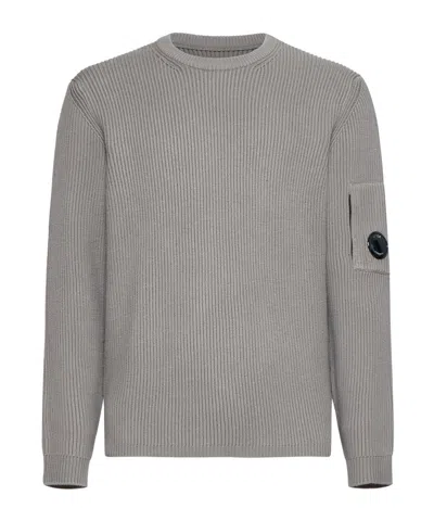 C.p. Company Company Ribbed Knit With Lens Pocket In Gray