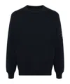 C.p. Company Cp Company Diagonal Raised Fleece Crew Neck Lens Sweatshirt In Black