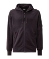 C.p. Company C.p.company Diagonal Raised Fleece Full Zip Hooded Sweatshirt In Black