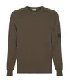 C.p. Company Diagonal Fleece Crew Neck Sweater In Brown