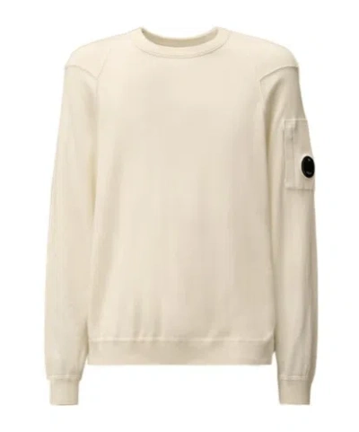 C.p. Company Lambswool Grs Crew Neck Knit Off White Melange