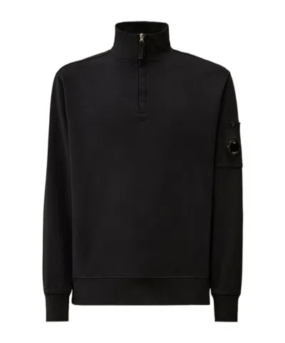 C.p. Company C.p.company Hafl Zip Lens Sweatshirt In Black