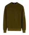 C.p. Company Cp Company Sweatshirts Crew Neck In Brushed Emerized Diagonal Fleece In Green
