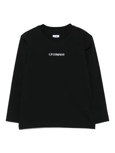 C.p. Company Kids' Long-sleeved T-shirt With Logo Cp Company In Black