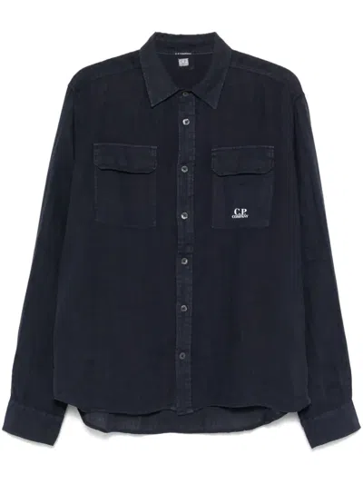 C.p. Company Longsleeve Linen Shirt In Blue
