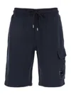 C.p. Company Blue Shorts With Lens Motif On The Leg