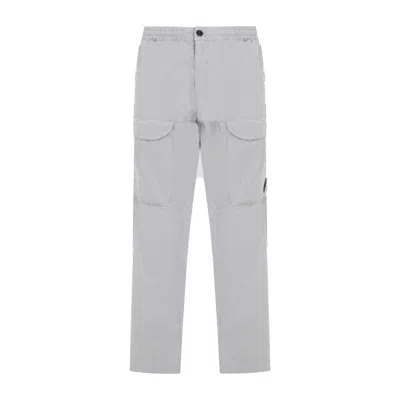 C.p. Company Loose Grey Cotton Cargo Pants In White