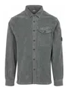 C.p. Company Soft Corduroy Fabric Shirt Jacket With Classic Collar In Gray