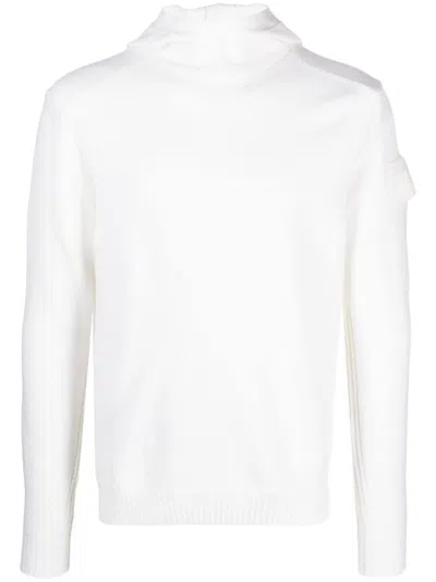C.p. Company Wool Hooded Jumper In White