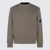 C.p. Company Pocket Crew Neck Long Sleeve Ribbed Sweatshirt In Brown