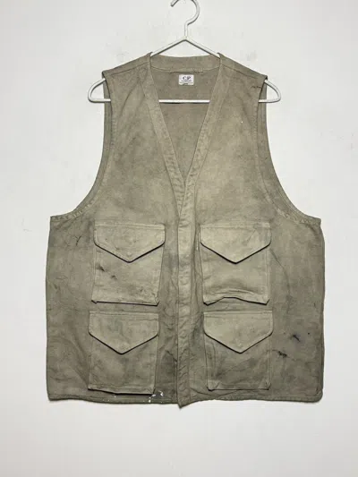 Pre-owned C.p. Company Cp Company Massimo Osti Utility Overdyed Vest In Sand