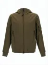 C.p. Company Matte-finish Hooded Jacket With Zippered Pockets And Logo Patch In Multi