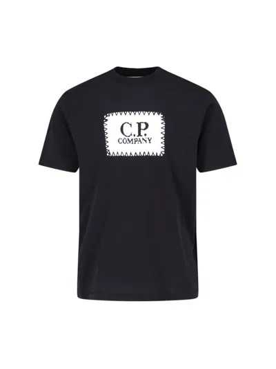 C.p. Company Total Eclipse Blue 30 And 1 Jersey Label T Shirt In Black