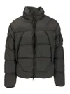 C.p. Company Quilted Padded Jacket With High Collar And Logo Patch In Black