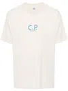C.p. Company Men Beige T-shirt With Print On The Back In White
