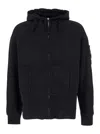 C.p. Company Men Black Sweatshirt With Logo Plaque On The Sleeve And Google Detail On The Hood In Co In Black
